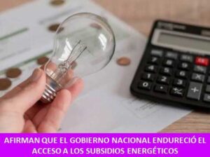 AFIRMAN QUE EL GOBIERNO NACIONAL ENDURECIO EL ACCESO A LOS SUBSIDIOS ENERGETICOS