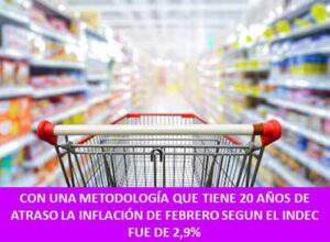 CON UNA METODOLOGÍA QUE TIENE 20 AÑOS DE ATRASO LA INFLACIÓN DE FEBRERO SEGUN EL INDEC FUE DE 2,9%