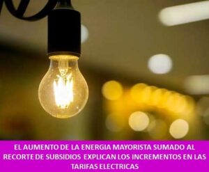 EL AUMENTO DE LA ENERGIA MAYORISTA SUMADO AL RECORTE DE SUBSIDIOS EXPLICAN LOS INCREMENTOS EN LAS TARIFAS ELECTRICAS