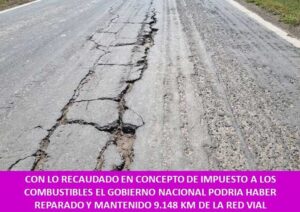 CON LO RECAUDADO EN CONCEPTO DE IMPUESTO A LOS COMBUSTIBLES EL GOBIERNO NACIONAL PODRIA HABER REPARADO Y MANTENIDO 9.148 KM DE LA RED VIAL