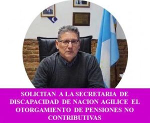 SOLICITAN A LA SECRETARIA DE DISCAPACIDAD DE NACION AGILICE EL OTORGAMIENTO DE PENSIONES NO CONTRIBUTIVAS