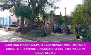SOLICITAN PRORROGA PARA LA RENOVACION DE LOS PASES LIBRES DE TRANSPORTE DESTINADO A LAS PERSONAS CON DISCAPACIDAD