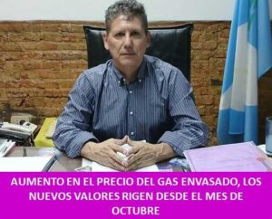 AUMENTO EN EL PRECIO DEL GAS ENVASADO, LOS NUEVOS VALORES RIGEN DESDE EL MES DE OCTUBRE
